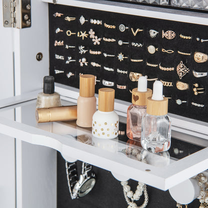 Lockable 360° Swivel Jewelry Cabinet, Full-Length Mirror LED Lights, White Jewelry Armoires at Gallery Canada