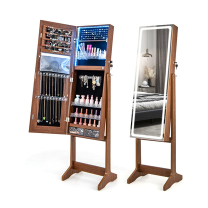 Lockable Jewelry Armoire, Walnut, With Lighted Full-Length Mirror Jewelry Armoires at Gallery Canada