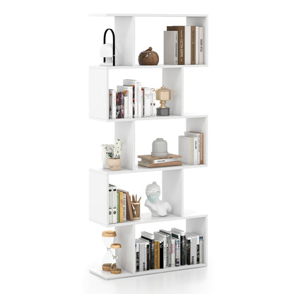 5-Tier Bookshelf, Anti-Toppling Device, White Bookcases White at Gallery Canada
