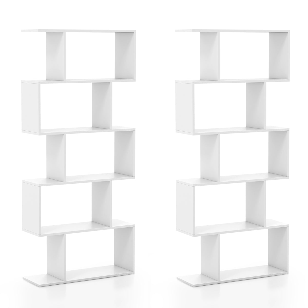 5-Tier Bookshelf, Anti-Toppling Device, White Bookcases at Gallery Canada