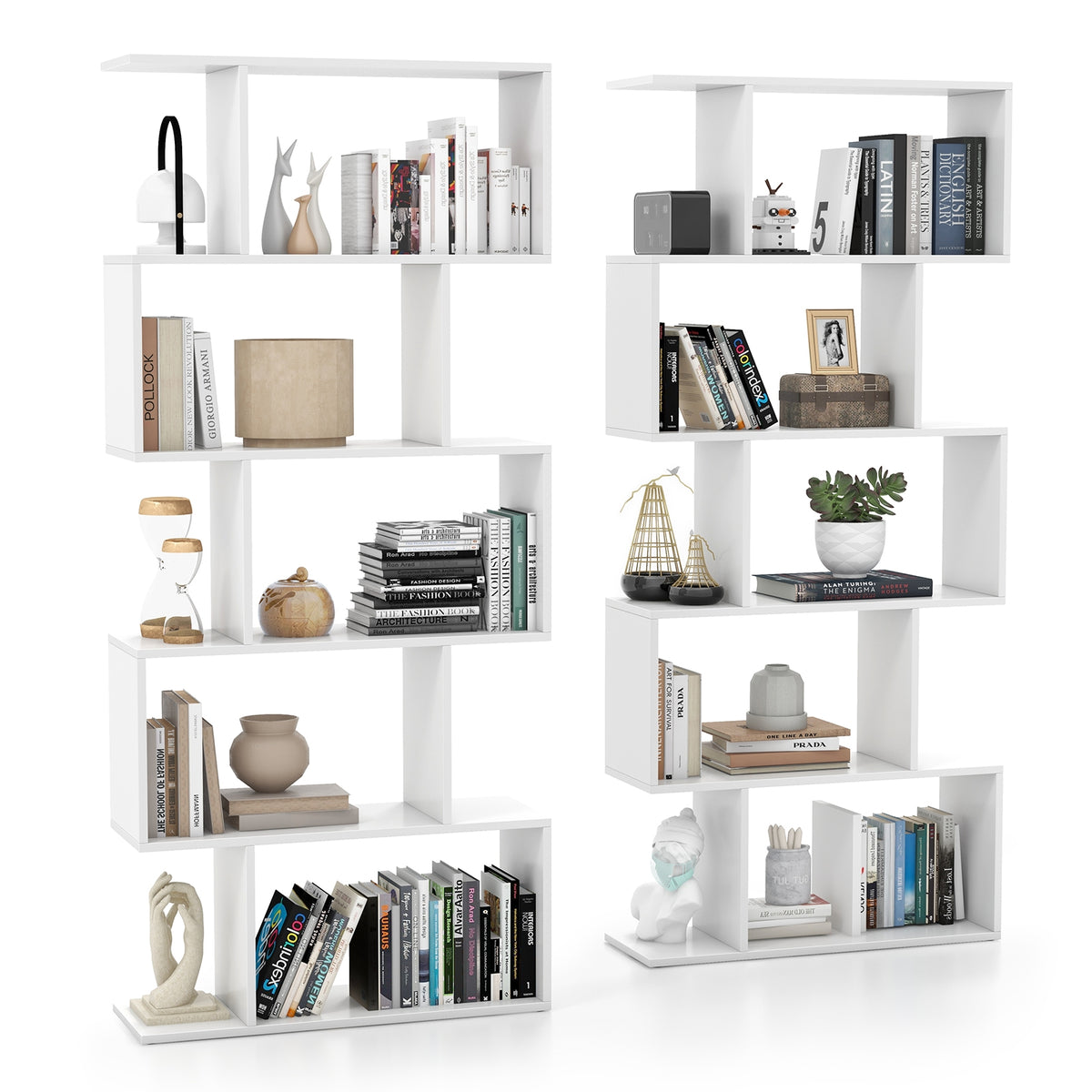 5-Tier Bookshelf, Anti-Toppling Device, White Bookcases at Gallery Canada