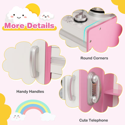 Kids Kitchen Playset, Wooden Toy With Adjustable LED Lights, Pink Play Kitchen Sets at Gallery Canada