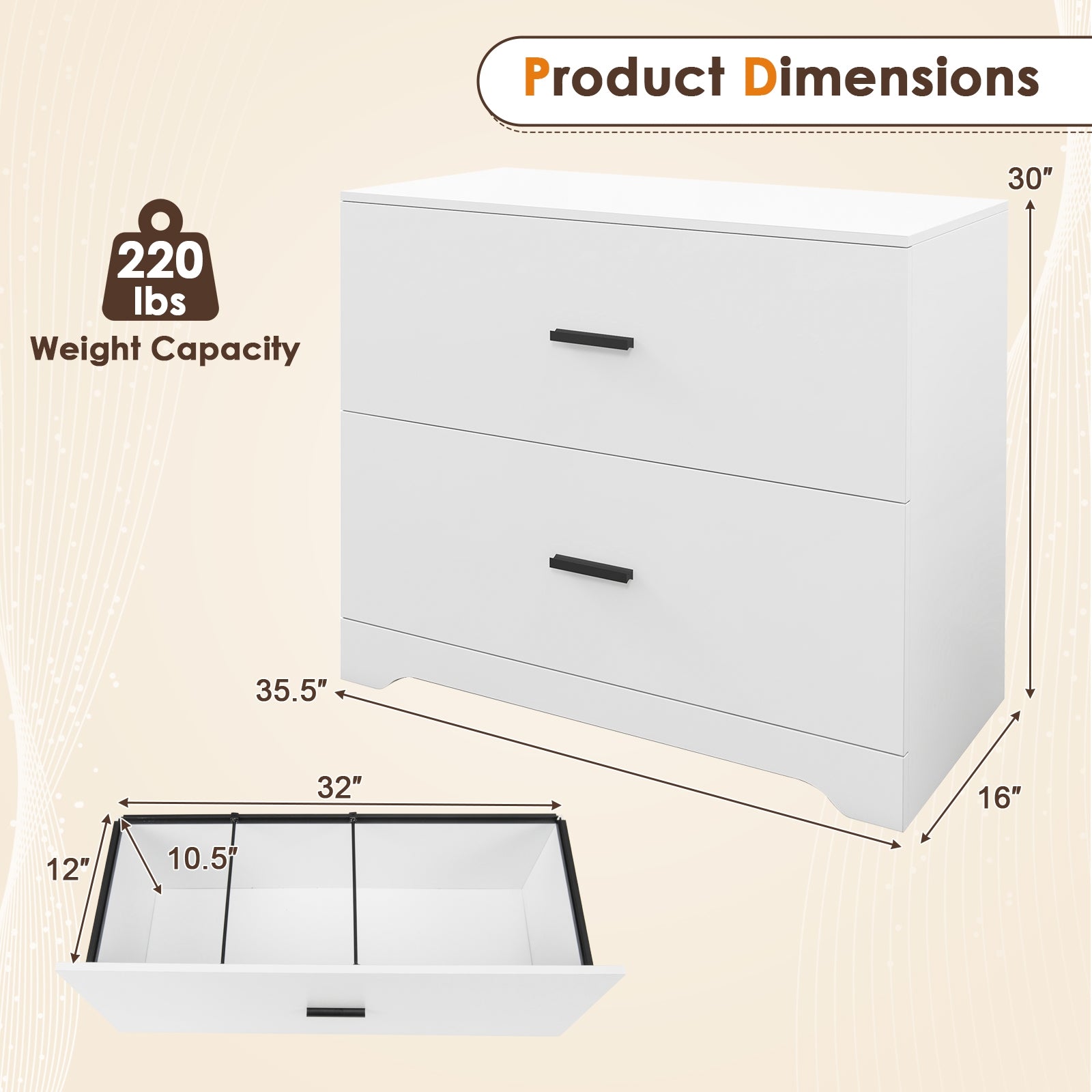 2-Drawer Lateral File Cabinet, Adjustable Bars, White File Cabinets at Gallery Canada