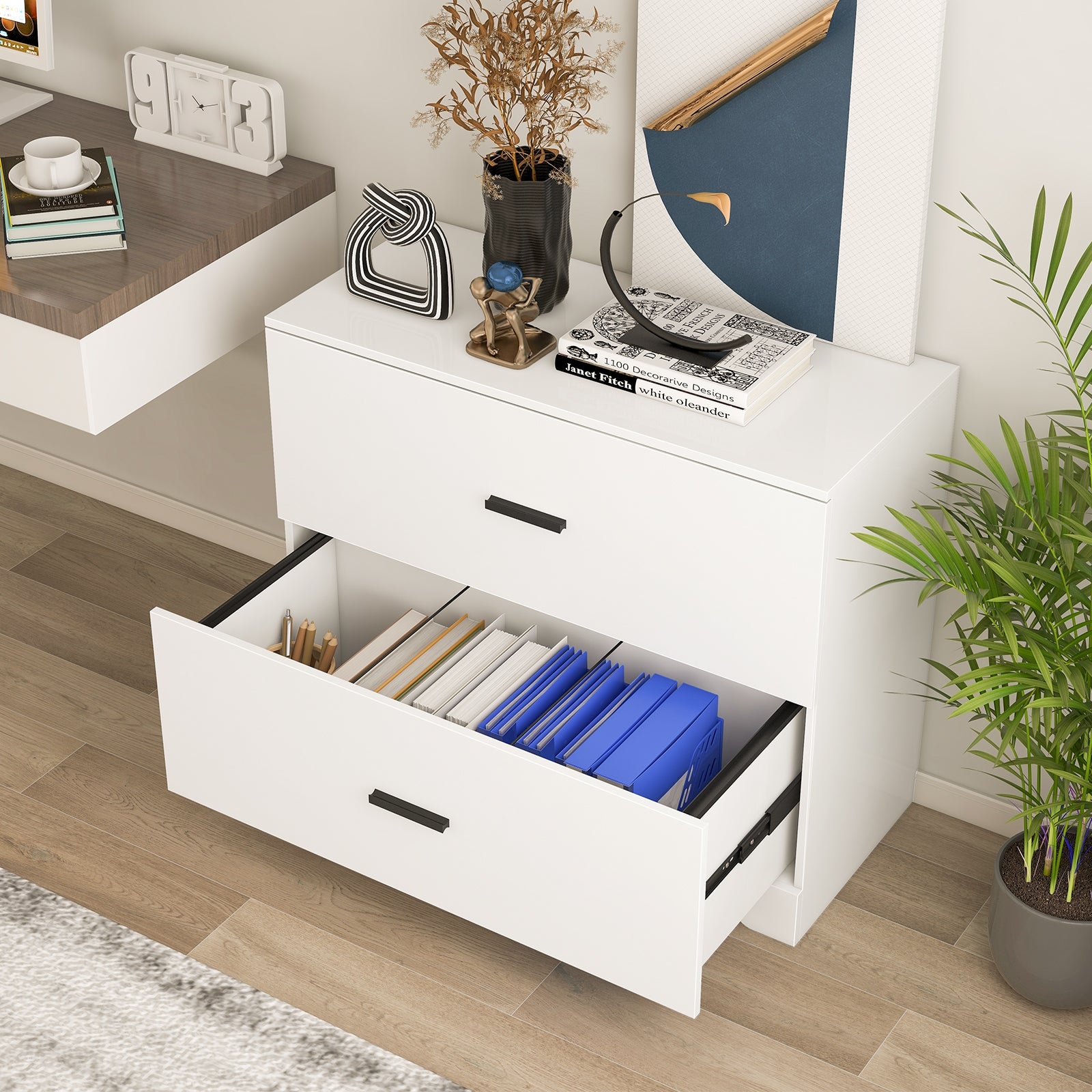 2-Drawer Lateral File Cabinet, Adjustable Bars, White File Cabinets at Gallery Canada