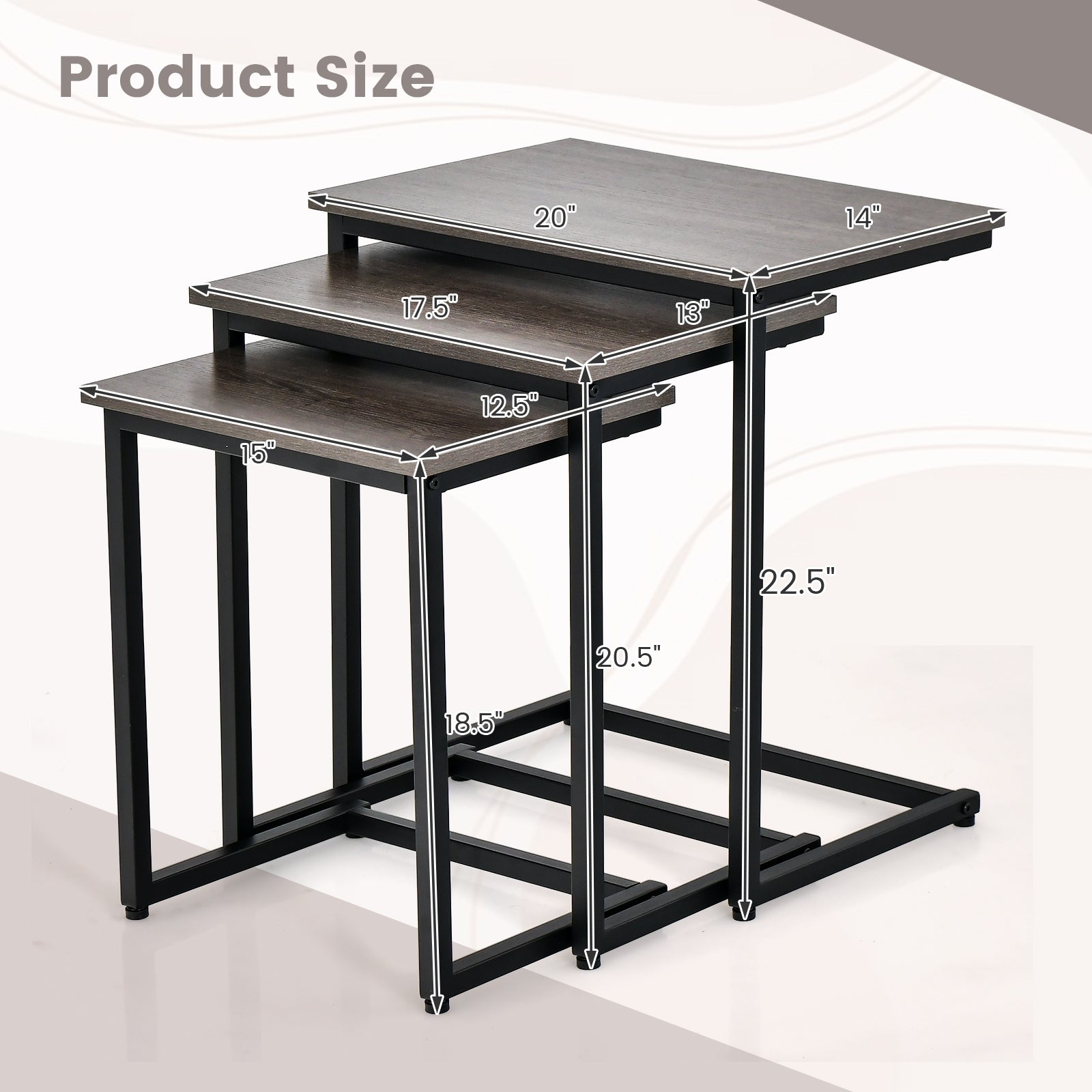 3 Piece Multifunctional Coffee End Table Set, Oak End & Side Tables at Gallery Canada