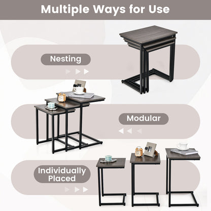 3 Piece Multifunctional Coffee End Table Set, Oak End & Side Tables at Gallery Canada