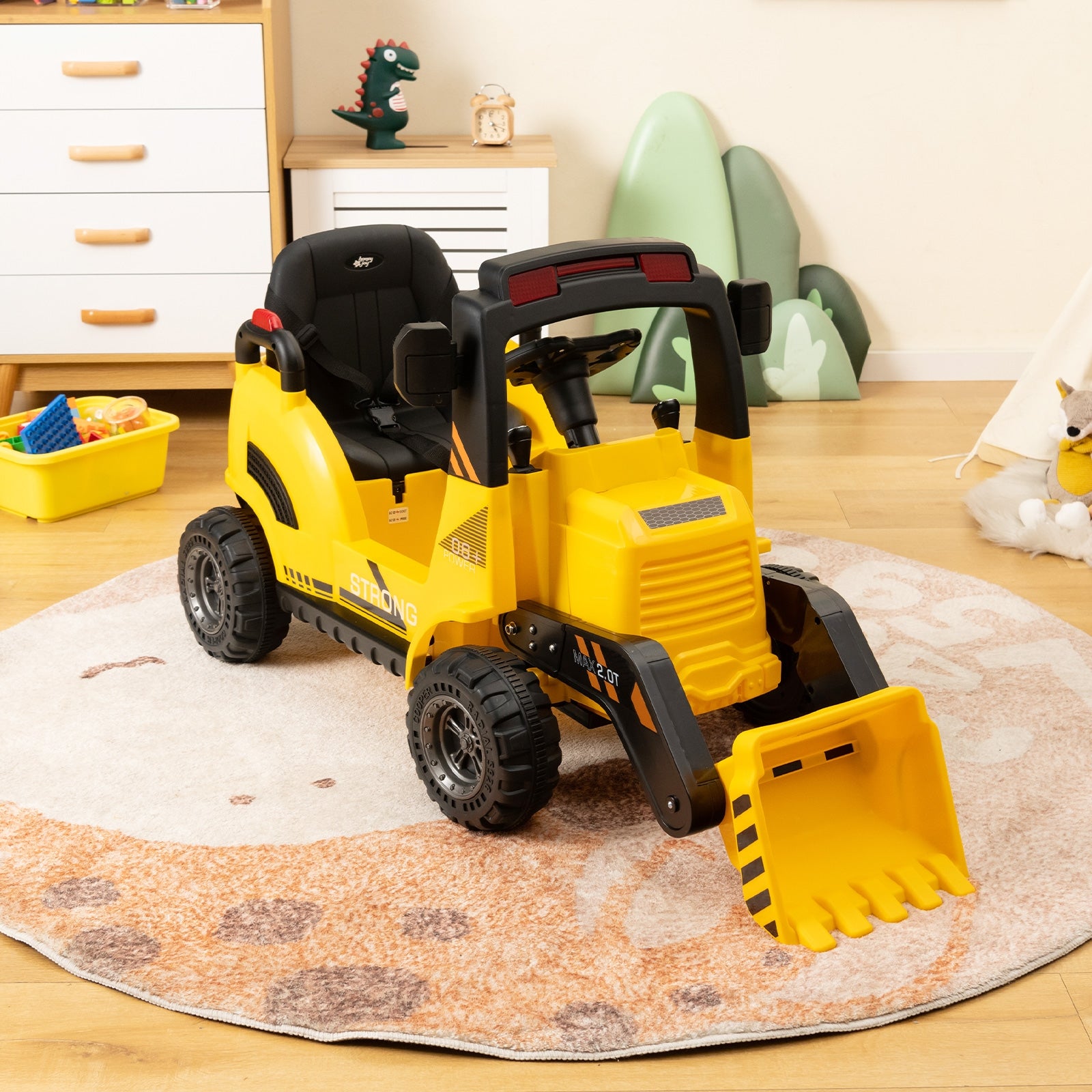 12V Kids Ride On Construction Tractor, Adjustable Electric Bucket, Yellow Powered Ride On Toys at Gallery Canada