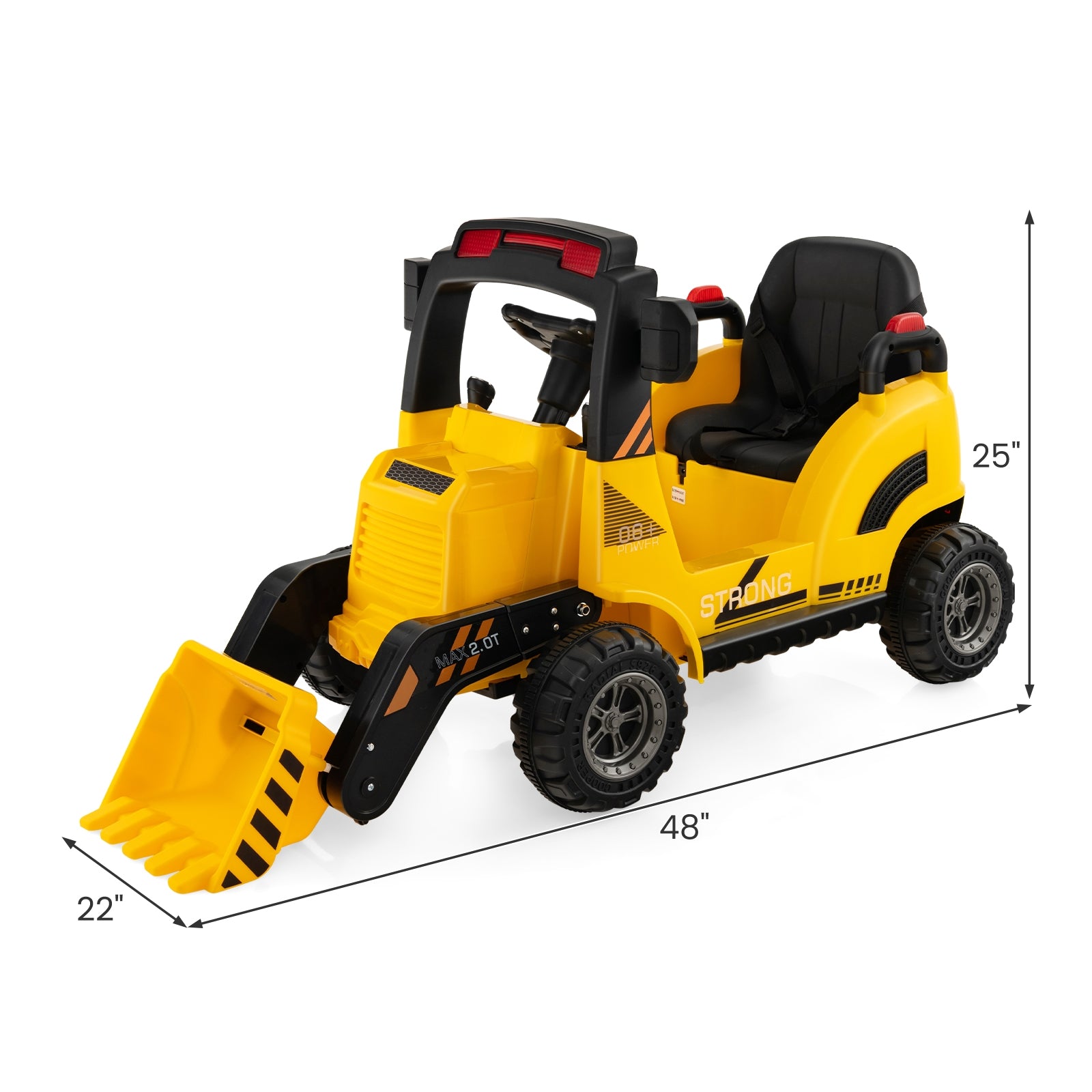 12V Kids Ride On Construction Tractor, Adjustable Electric Bucket, Yellow Powered Ride On Toys at Gallery Canada
