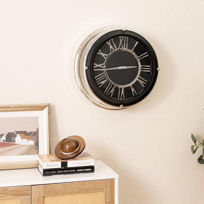 13.5/17.5 Inch Silent Wall Clock, Silver Frame-S, Black Decorative Accessories at Gallery Canada