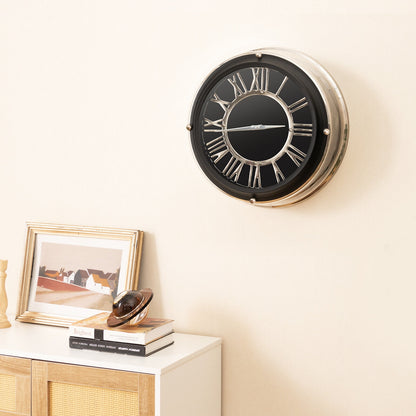 13.5/17.5 Inch Silent Wall Clock, Silver Frame-S, Black Decorative Accessories at Gallery Canada