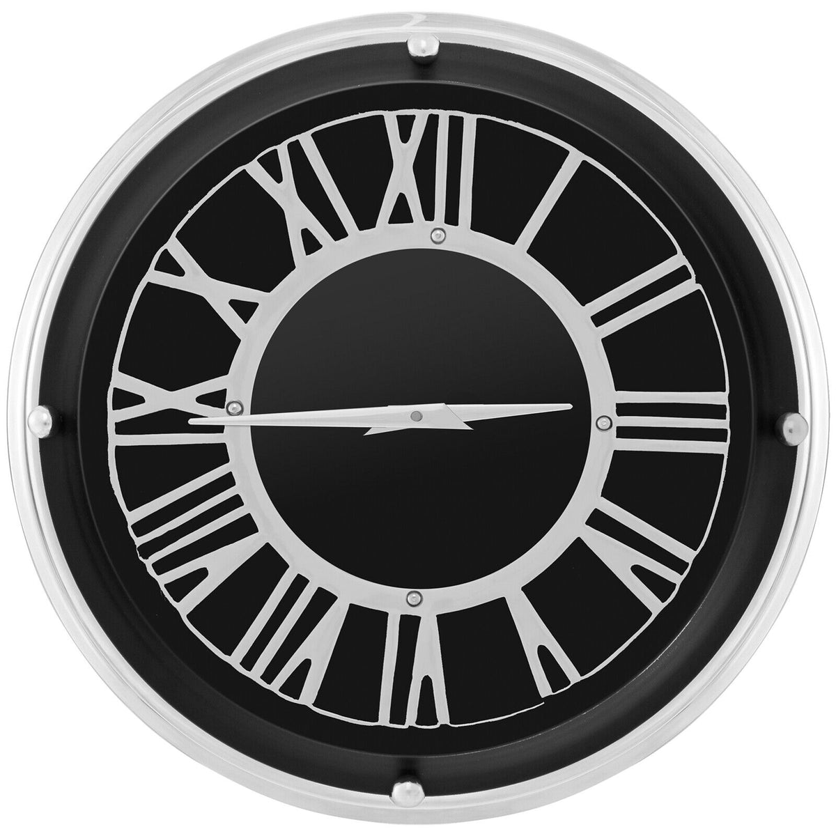 13.5/17.5 Inch Silent Wall Clock, Silver Frame-S, Black Decorative Accessories Black at Gallery Canada