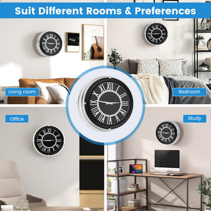 13.5/17.5 Inch Silent Wall Clock, Silver Frame-S, Black Decorative Accessories at Gallery Canada