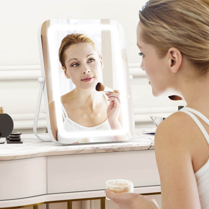 16 x 12 Inch Rectangular Vanity Mirror, 3 Color Dimmable Lighting, White Mirrors at Gallery Canada