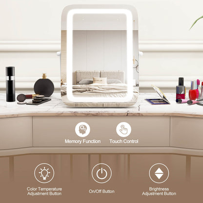 16 x 12 Inch Rectangular Vanity Mirror, 3 Color Dimmable Lighting, White Mirrors at Gallery Canada