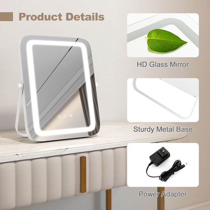 16 x 12 Inch Rectangular Vanity Mirror, 3 Color Dimmable Lighting, White Mirrors at Gallery Canada