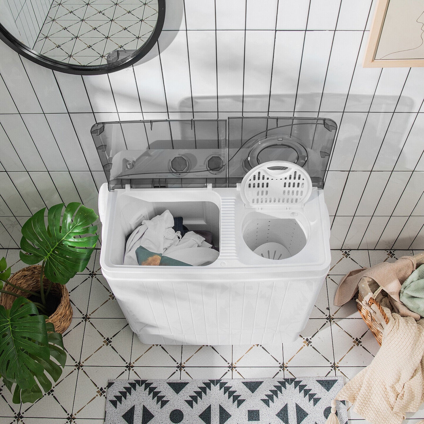 26 Lbs Twin Tub Portable Washing Machine, Gray Washing Machines at Gallery Canada