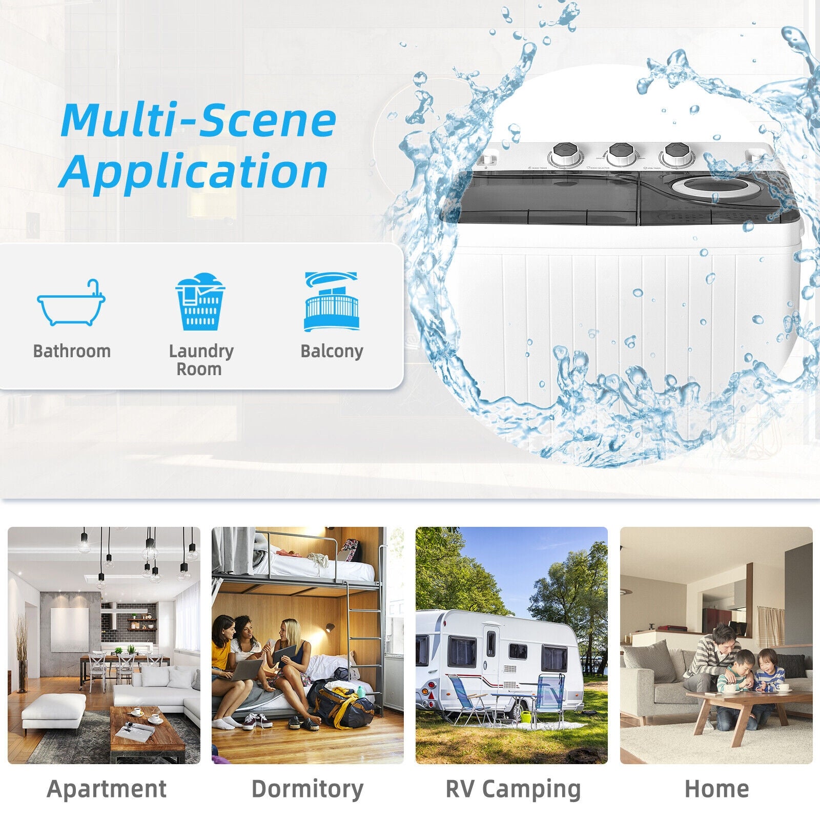 26 Lbs Twin Tub Portable Washing Machine, Gray Washing Machines at Gallery Canada