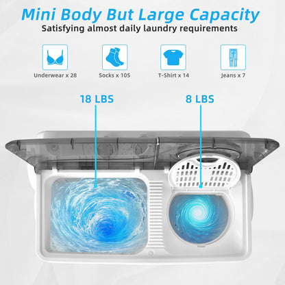 26 Lbs Twin Tub Portable Washing Machine, Gray Washing Machines at Gallery Canada