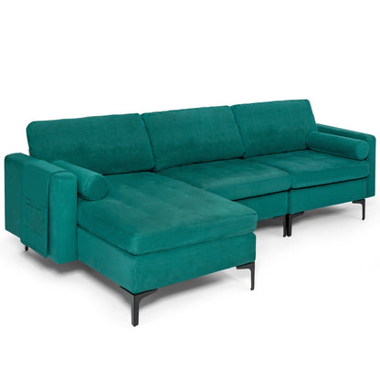 Modular L-Shaped Sectional Sofa, 3-Seat, USB Port, Teal Sofas & Loveseats at Gallery Canada