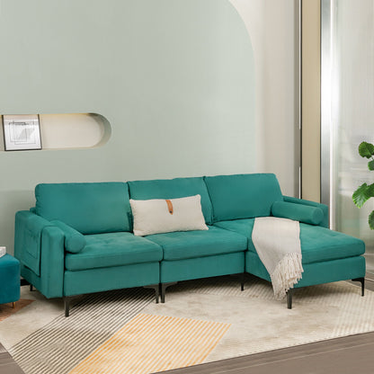 Modular L-Shaped Sectional Sofa, 3-Seat, USB Port, Teal Sofas & Loveseats at Gallery Canada