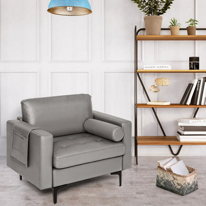 Modern Single Sofa With Storage Pocket, Light Gray Accent Chairs at Gallery Canada