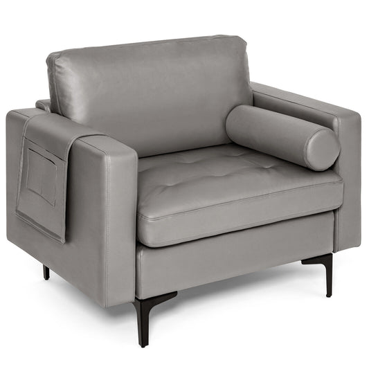 Modern Single Sofa With Storage Pocket, Light Gray Accent Chairs Light Gray at Gallery Canada