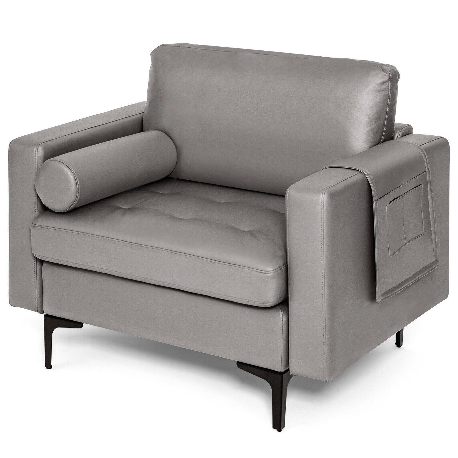 Modern Single Sofa With Storage Pocket, Light Gray Accent Chairs at Gallery Canada