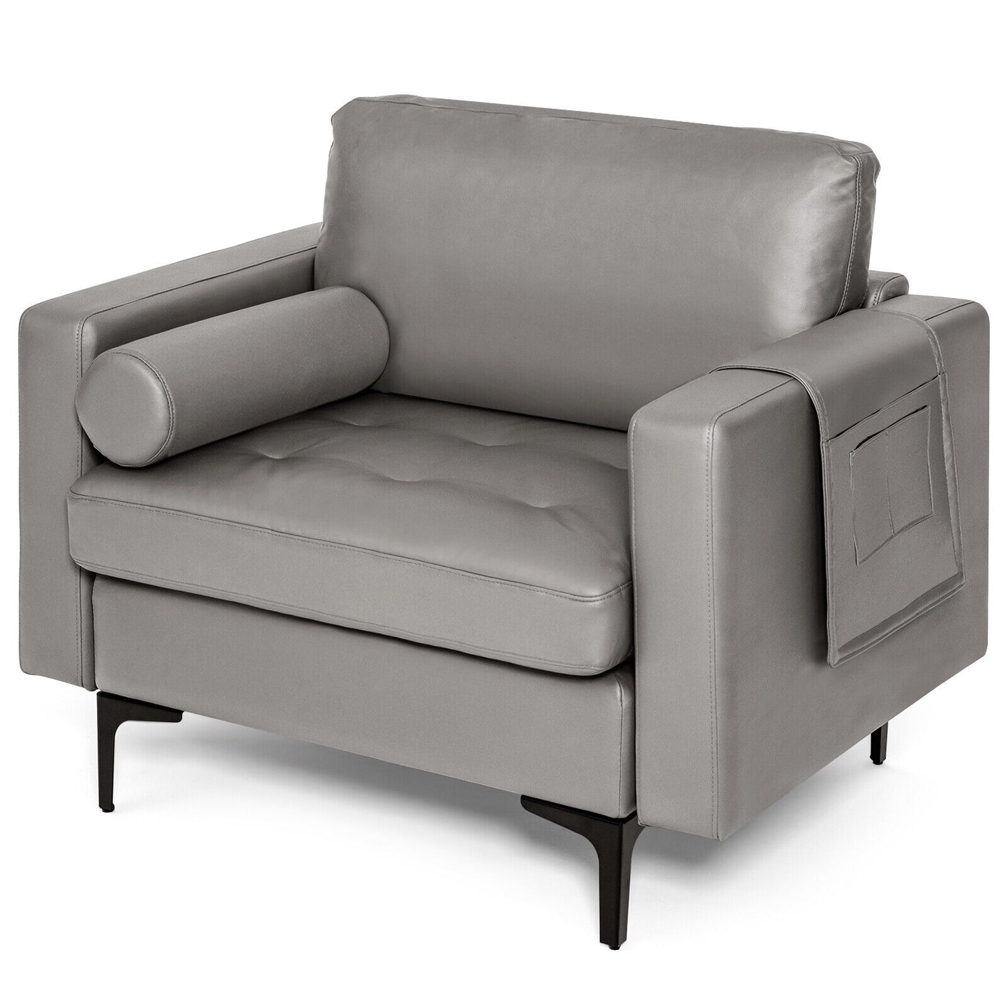 Modern Single Sofa With Storage Pocket, Light Gray Accent Chairs at Gallery Canada