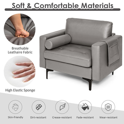 Modern Single Sofa With Storage Pocket, Light Gray Accent Chairs at Gallery Canada
