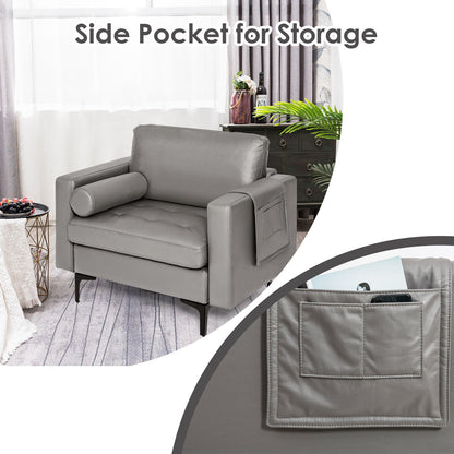 Modern Single Sofa With Storage Pocket, Light Gray Accent Chairs at Gallery Canada