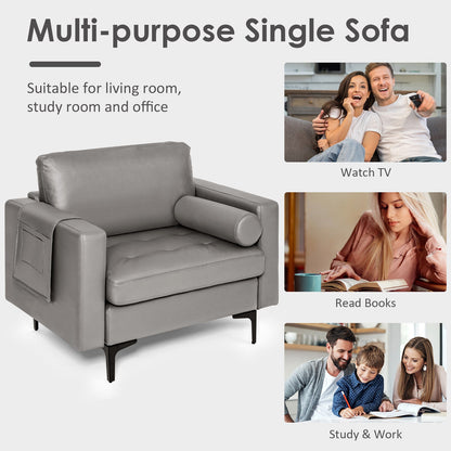 Modern Single Sofa With Storage Pocket, Light Gray Accent Chairs at Gallery Canada