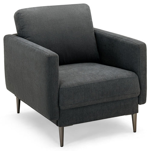 Modern Upholstered Accent Chair, Removable Backrest Cushion, Gray