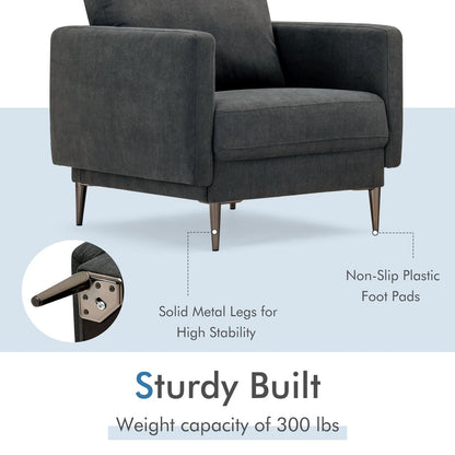 Modern Upholstered Accent Chair, Removable Backrest Cushion, Gray Sofas & Loveseats at Gallery Canada