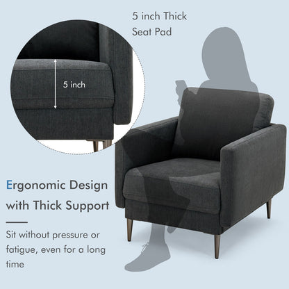 Modern Upholstered Accent Chair, Removable Backrest Cushion, Gray Sofas & Loveseats at Gallery Canada