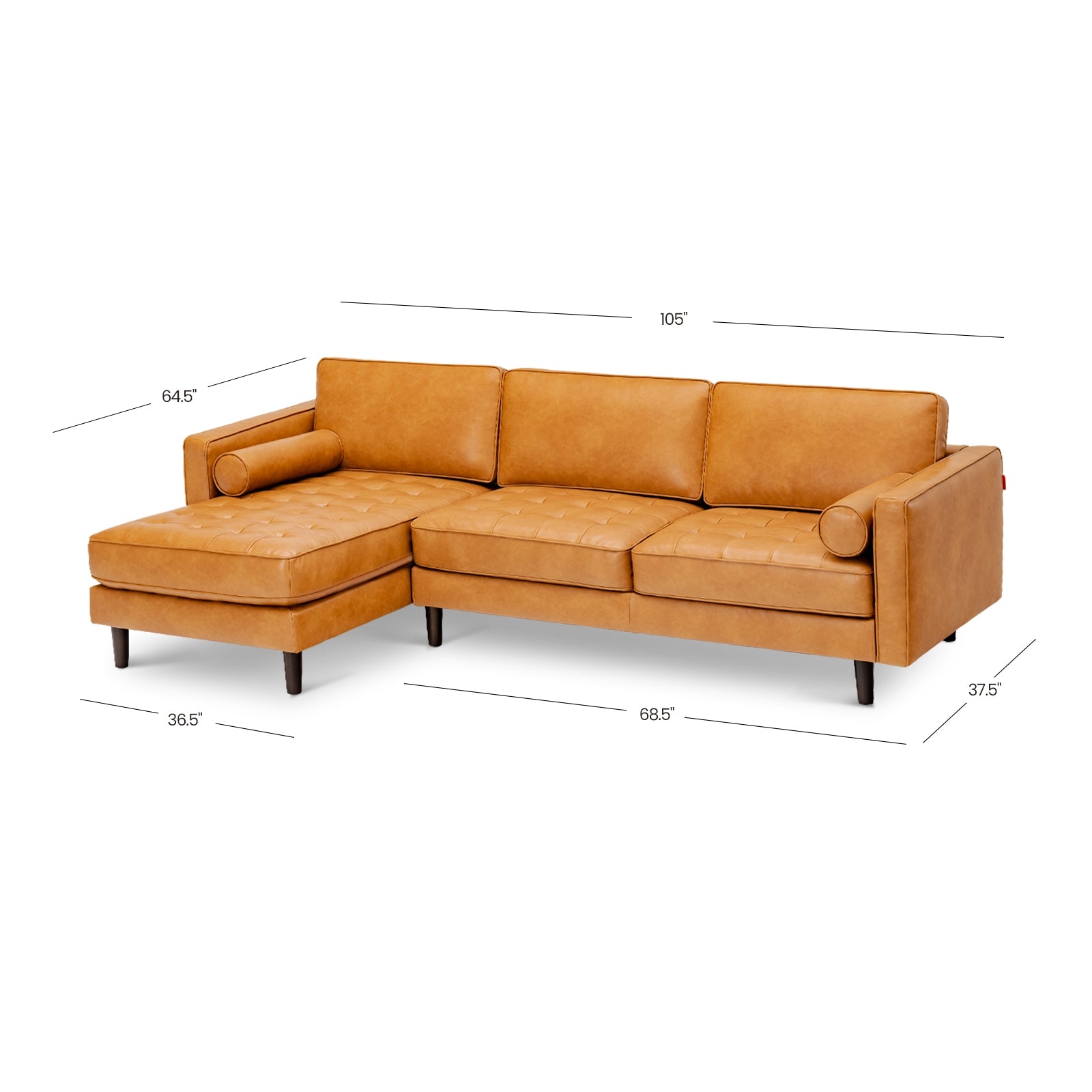 3-Seat L-Shaped Sectional Sofa, Orange Sofas & Loveseats at Gallery Canada