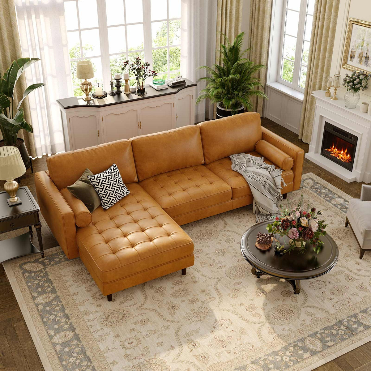 3-Seat L-Shaped Sectional Sofa, Orange Sofas & Loveseats at Gallery Canada