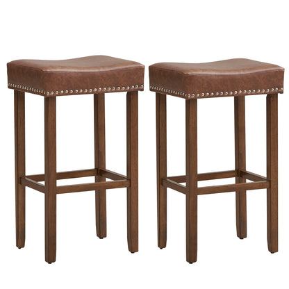 Upholstered Bar Stools Set of 2, With Footrests, Brown Bar Stools at Gallery Canada