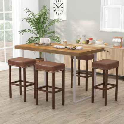 Upholstered Bar Stools Set of 2, With Footrests, Brown Bar Stools at Gallery Canada