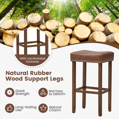Upholstered Bar Stools Set of 2, With Footrests, Brown Bar Stools at Gallery Canada