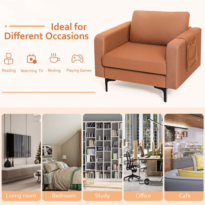 Modern Accent Armchair, With Side Storage Pocket, Orange Accent Chairs at Gallery Canada