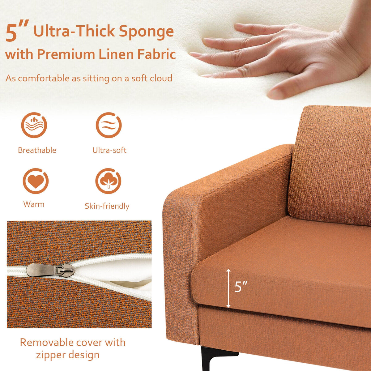 Modern Accent Armchair, With Side Storage Pocket, Orange Accent Chairs at Gallery Canada