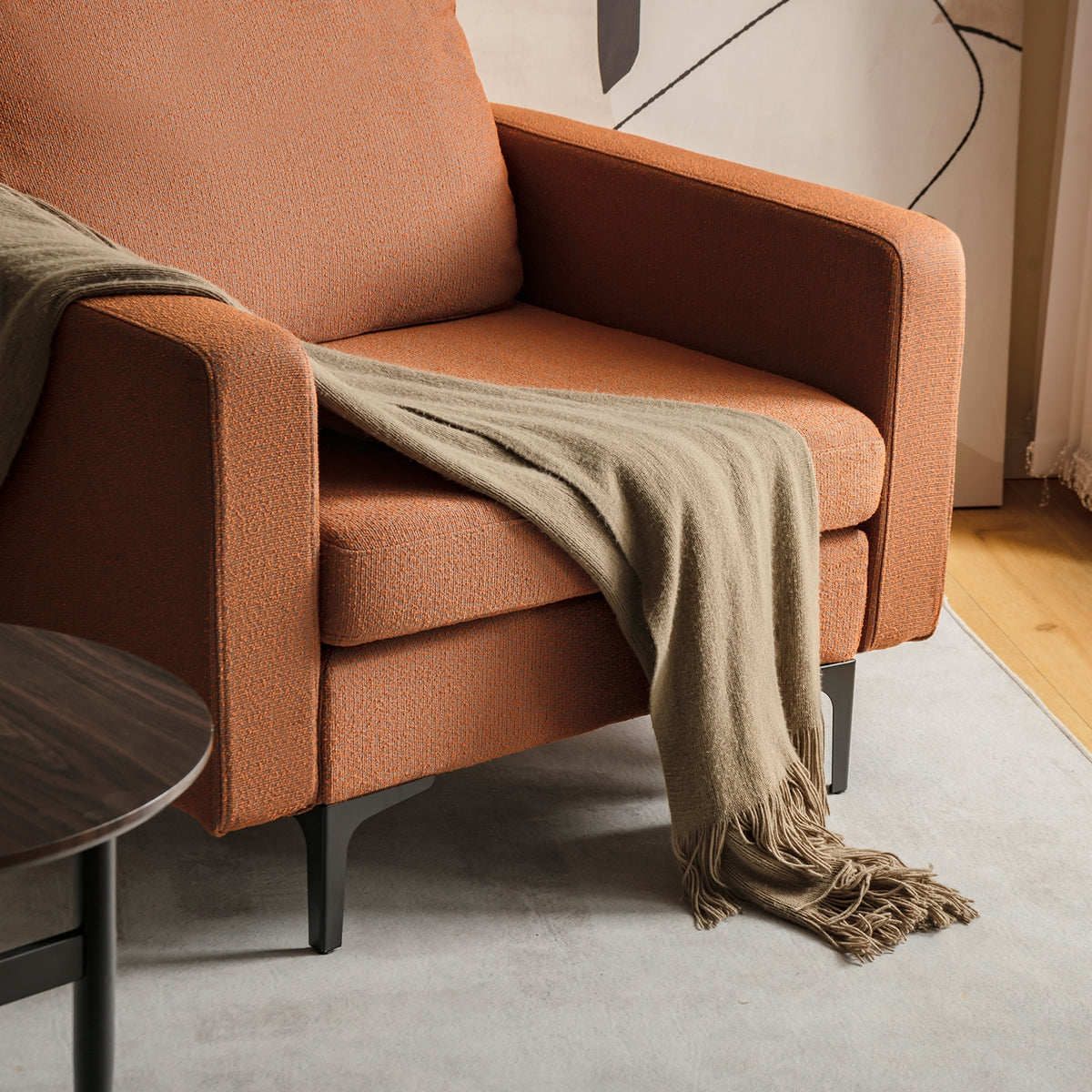 Modern Accent Armchair, With Side Storage Pocket, Orange Accent Chairs at Gallery Canada