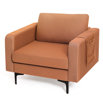 Modern Accent Armchair, With Side Storage Pocket, Orange Accent Chairs at Gallery Canada