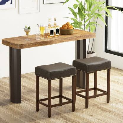 24 Inch Upholstered PU Leather Bar Stools, Set of 2, Gray Bar Stools at Gallery Canada