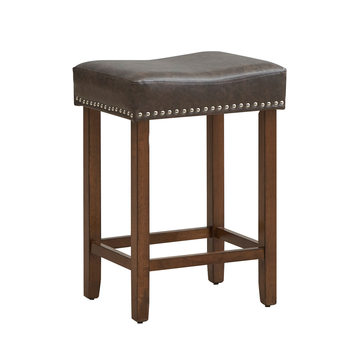 24 Inch Upholstered PU Leather Bar Stools, Set of 2, Gray Bar Stools at Gallery Canada