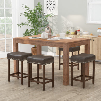 24 Inch Upholstered PU Leather Bar Stools, Set of 2, Gray Bar Stools at Gallery Canada
