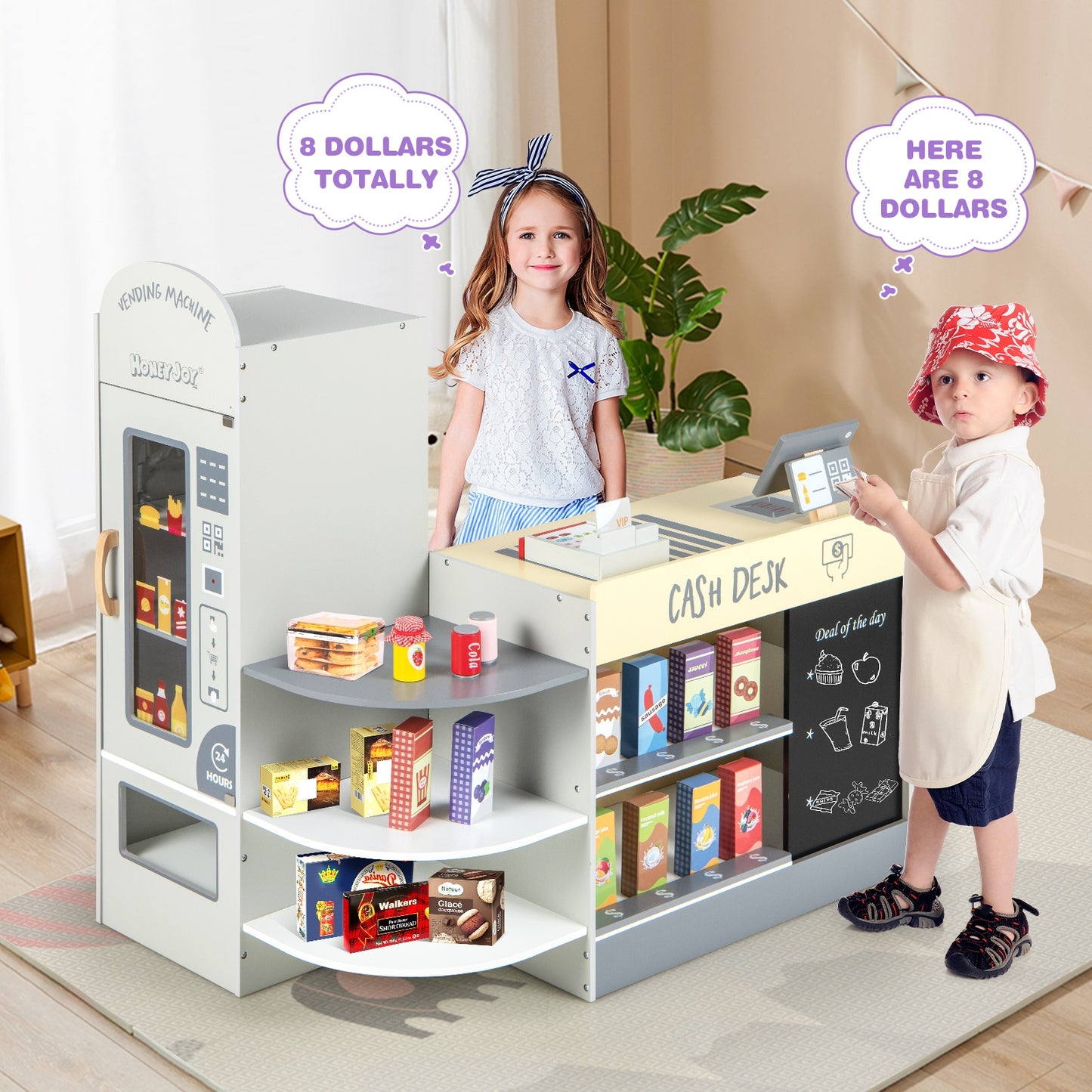 Kids Grocery Store Playset With Cash Register, Gray Play Kitchen Sets at Gallery Canada