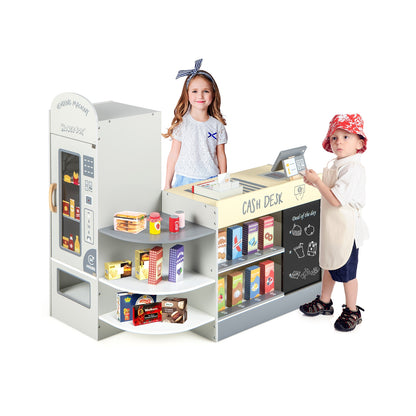 Kids Grocery Store Playset With Cash Register, Gray Play Kitchen Sets Gray at Gallery Canada