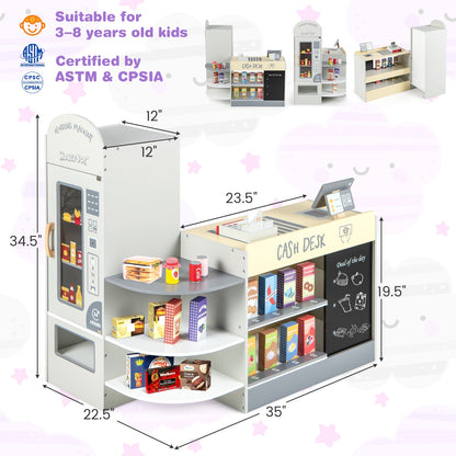 Kids Grocery Store Playset With Cash Register, Gray Play Kitchen Sets at Gallery Canada