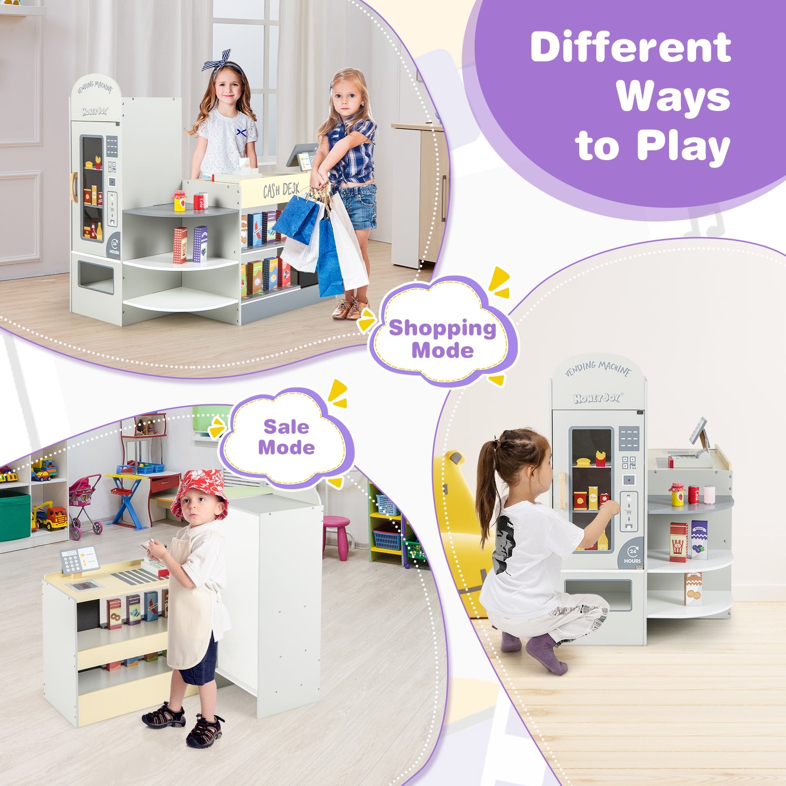 Kids Grocery Store Playset With Cash Register, Gray Play Kitchen Sets at Gallery Canada